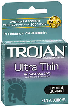 Trojan Ultra Thin Premium Lubricated Latex Condoms 3 ea
