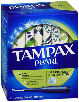 Tampax Pearl Tampons Super Absorbency Unscented 18 EA