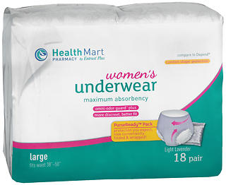 Health Mart Women's Underwear Maximum Absorbency Large Light Lavender 18 EA