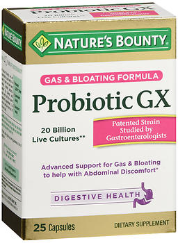 NATURE'S BOUNTY GAS AND BLOATING FORMULA PROBIOTIC GX CAPSULES