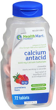 Health Mart Ultra Strength Calcium Antacid Chewable Tablets Assorted Berry Flavors