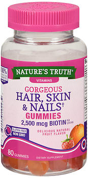 Nature's Truth Gorgeous Hair, Skin & Nails Gummies Natural Fruit Flavor 80 EA