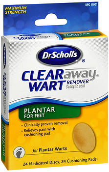Dr. Scholl's Clear Away Wart Remover Pads Plantar for Feet 24 EA