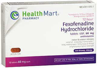 Health Mart 12 Hour Fexofenadine Hydrochloride 60 mg Tablets