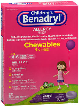 Benadryl Children's Allergy Chewable Tablets Grape Flavored