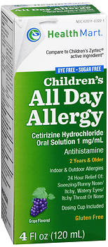 Health Mart Children's All Day Allergy Liquid Sugar Free Grape Flavored 4 oz