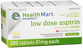 Health Mart Low Dose Aspirin 81 mg Enteric Coated Tablets 300 TB