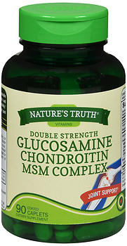 Nature's Truth Double Strength Glucosamine Chondroitin MSM Complex Dietary Supplement Coated Caplets 100 CP