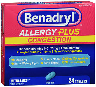 Benadryl Allergy Plus Congestion Tablets 24TB