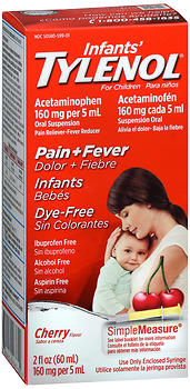 Tylenol Infants Pain + Fever Oral Suspension Dye Free Cherry 2 OZ