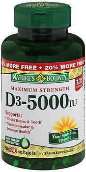 Nature's Bounty Vitamin D3 5000IU Soft Gels 240