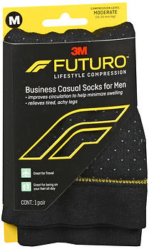FUTURO Lifestyle Compression Business Casual Socks for Men Moderate  Black 71045EN SIZE M