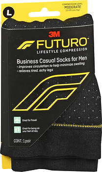FUTURO Lifestyle Compression Business Casual Socks for Men Moderate Large Black 71046EN SIZE L