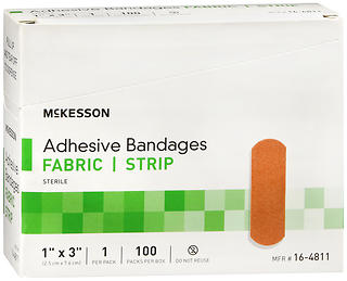 McKesson Adhesive Bandages Fabric Strips 1"x3" 100 EA