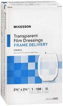 McKesson Transparent Film Dressings Frame Delivery 2-3/8"x2-3/4" 100 EA