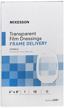 McKesson Transparent Film Dressings Frame Delivery 6"x8" 10 EA