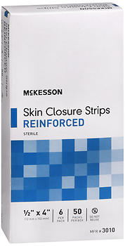 McKesson Skin Closure Strips Reinforced 1/2 Inch x 4 Inches 50 EA