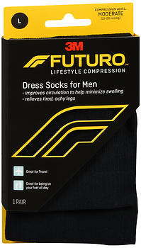 FUTURO Lifestyle Compression Dress Socks for Men Moderate Black Large 71039