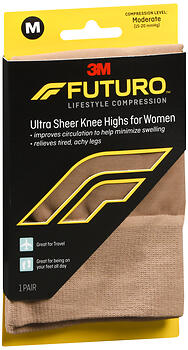 FUTURO Lifestyle Compression Ultra Sheer Knee Highs for Women Medium Moderate Compression