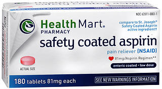 Health Mart Low Dose Aspirin 81 mg Enteric Coated Tablets 180 TB