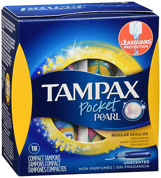 Tampax Pocket Pearl Compact Tampons Regular Absorbency Unscented 16 EA