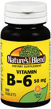 Nature's Blend Vitamin B6 50 mg Tablets