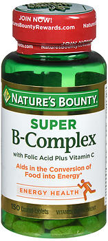 Nature's Bounty Super B-Complex with Folic Acid plus Vitamin C Coated Tablets