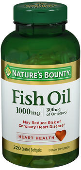 NATURE'S BOUNTY FISH OIL 1000MG DIETARY SUPPLEMENT 220 SOFTGELS